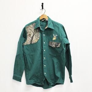 Vintage Camouflage Deer Buck Button Up Shirt Medium